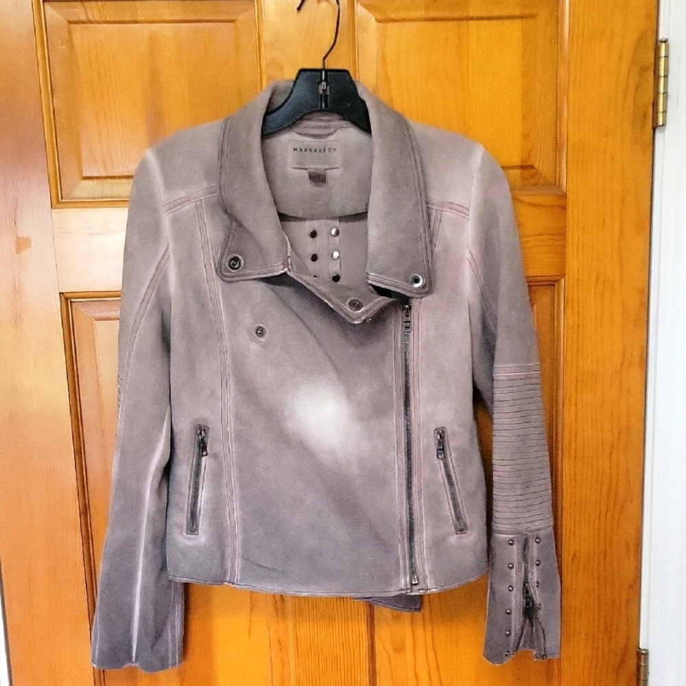 Marrakech Marni Faux Suede Zip Front Moto Jacket Size M